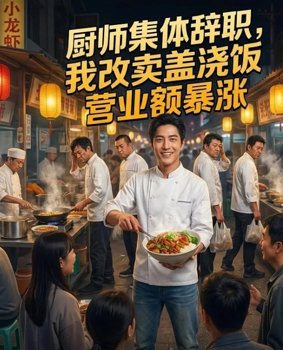 厨师集体辞职，我改卖盖浇饭营业额暴涨海报